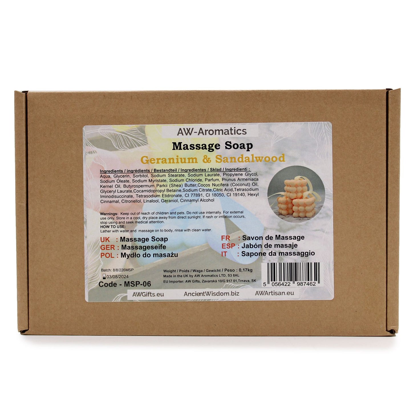 Massageseife Geranium & Sandelholz – Verwöhnpflege mit Sheabutter