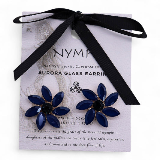 Ohrringe Royal Blue – Zarte Glasblüten im Vintage-Stil