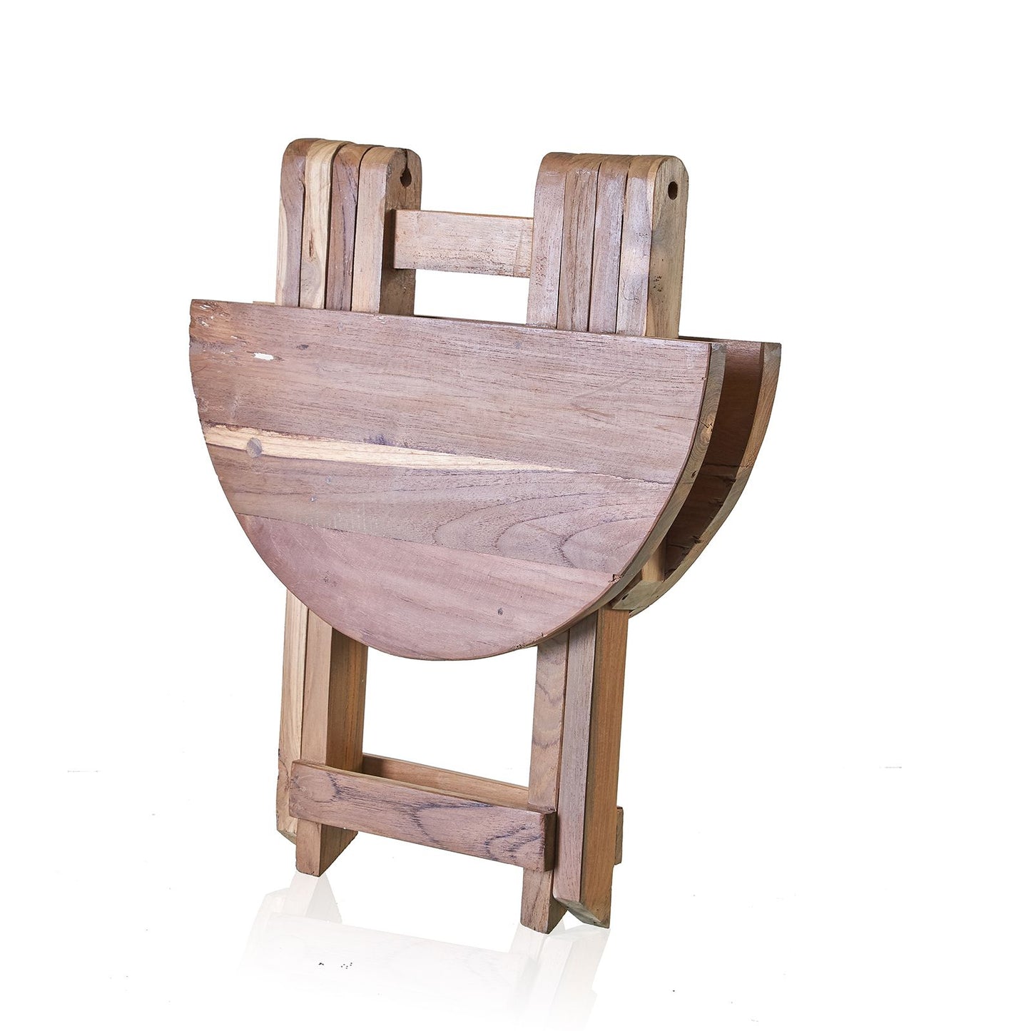 Runder Klapptisch aus recyceltem Teakholz – Handgefertigt in Bali, 50 cm