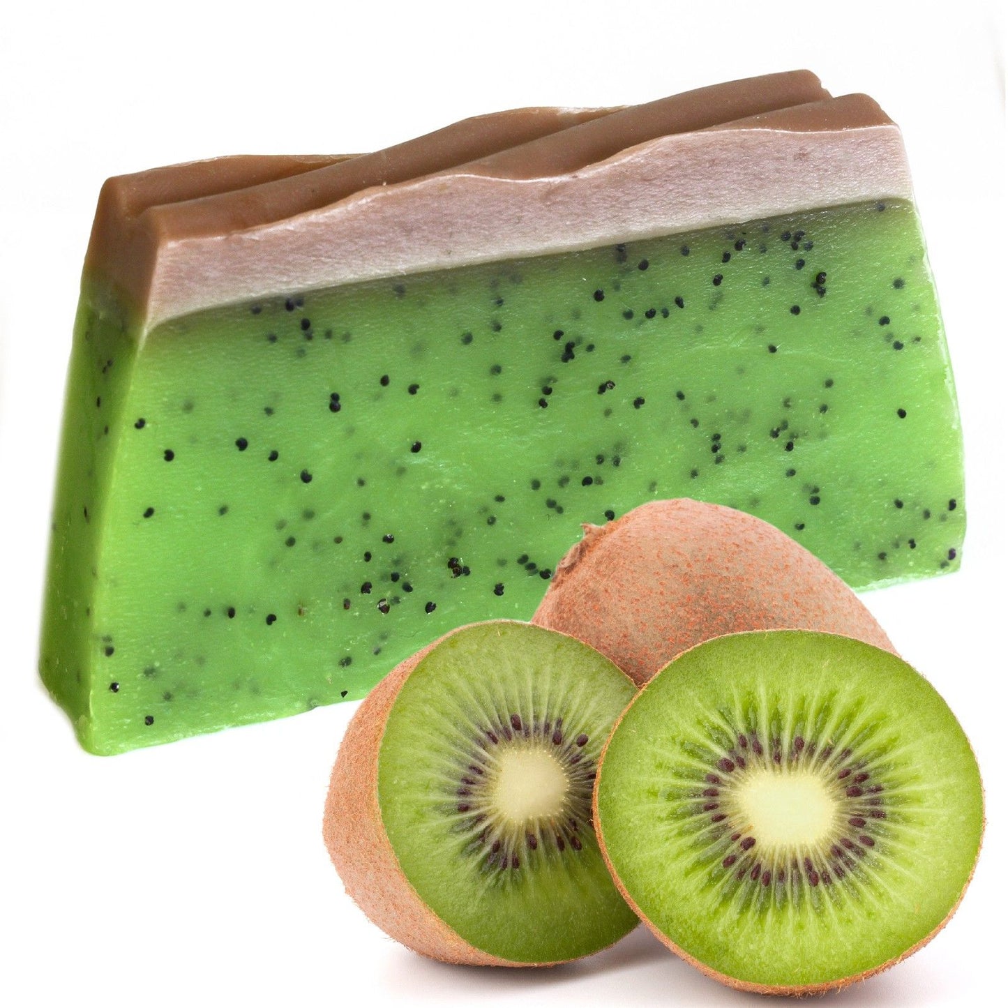 Handgemachte Kiwi-Seifenstange mit Mohnsamen-Peeling – Exotische Frische