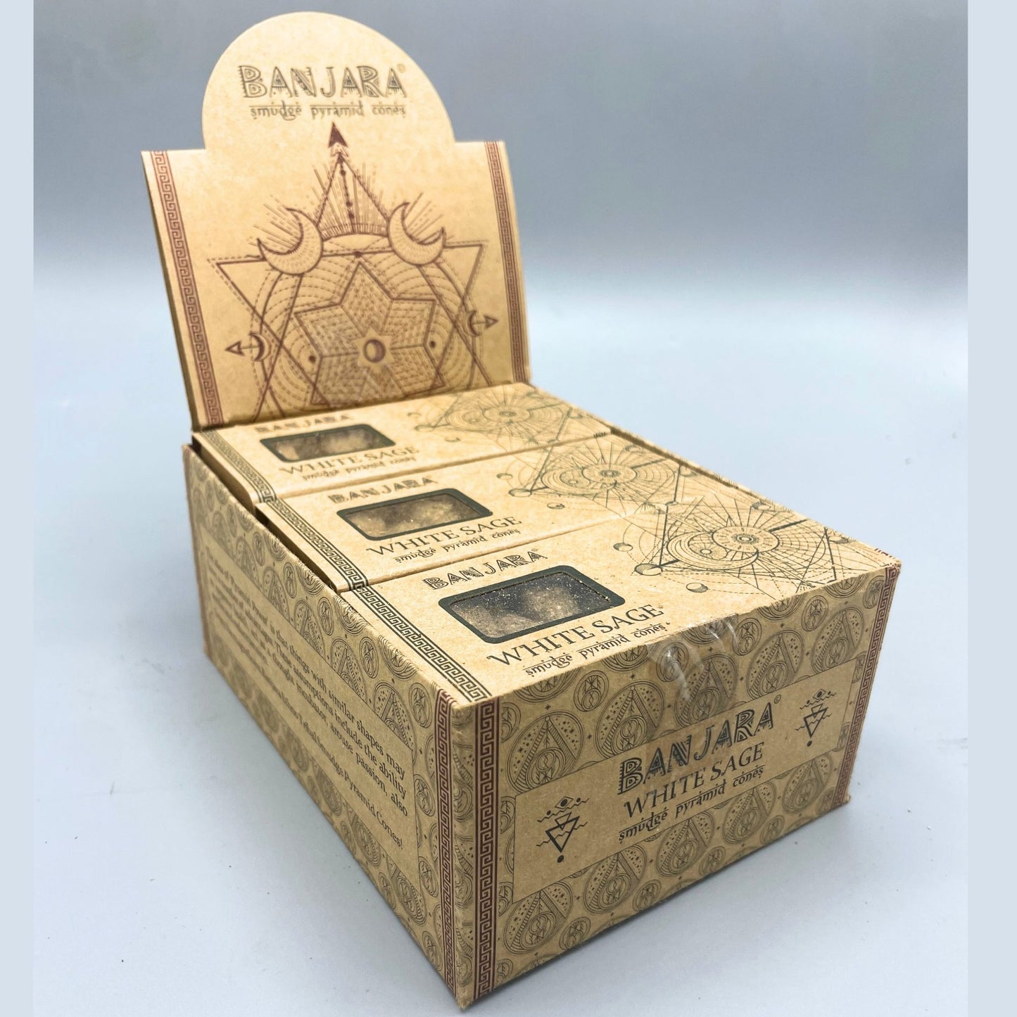 Pyramiden Räucherkegel Weißer Salbei von Banjara – 120 Stück im Geschenkset