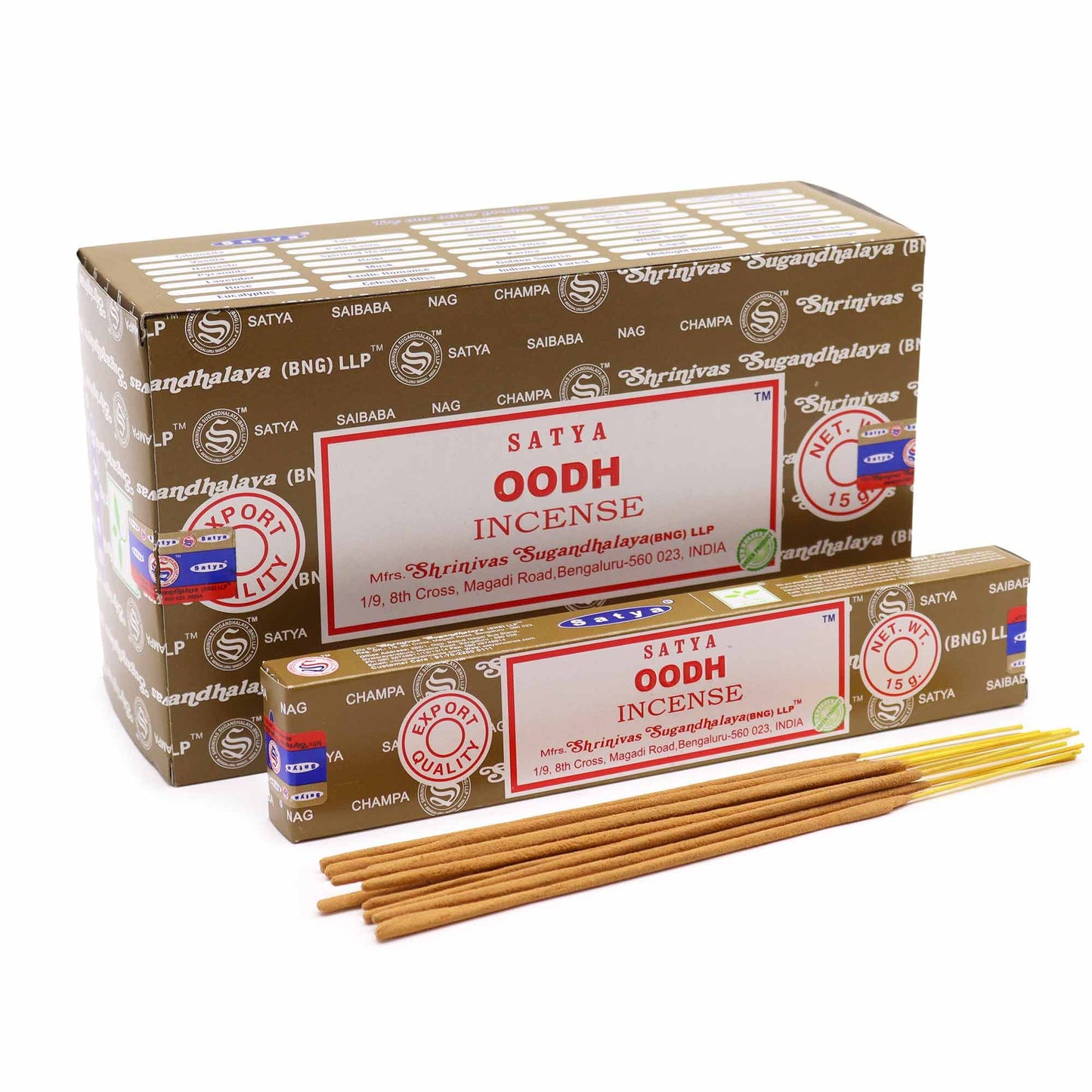 SATYA Oudh Räucherstäbchen - Handgerollte Duftstäbchen, 15 Stück