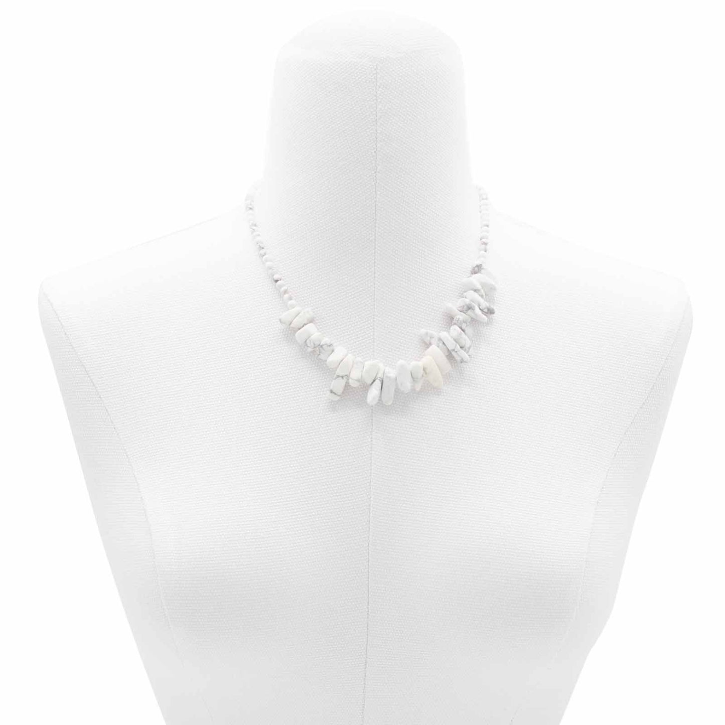 Edelsteinkette mit Langstein aus Weißem Jaspis – Natürliche Eleganz
