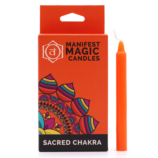 Manifestationskerzen Set Sakral-Chakra - 12 Stück in Orange für Kreativität & Leidenschaft