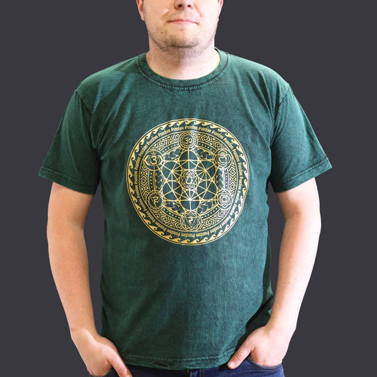 Grünes Chakra T-Shirt – Steinwasch-Optik für natürlichen Komfort