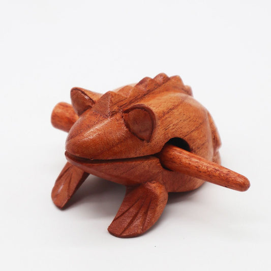 Handgeschnitzter Quakfrosch aus Jempinis-Holz – 6 cm Klangobjekt aus Bali