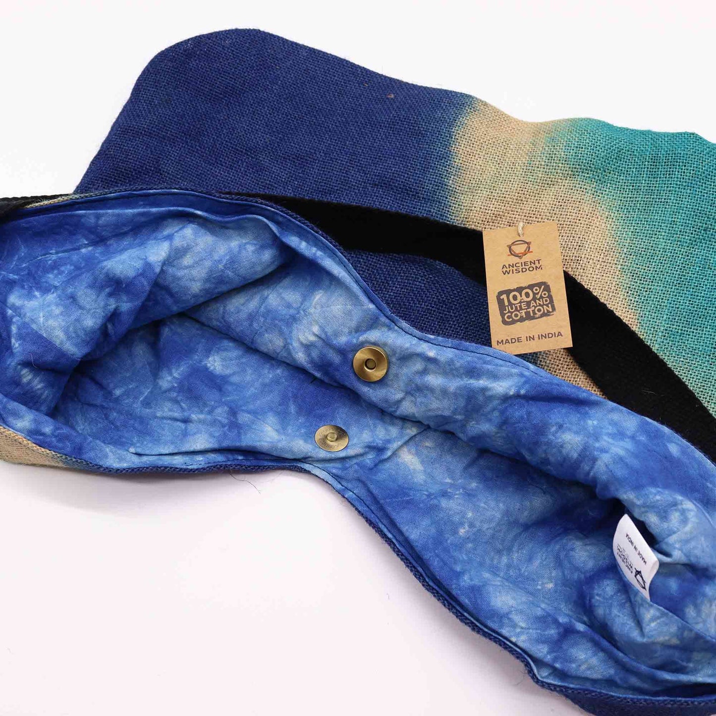 Umhängetasche in Jeansblau Tie-Dye - Jute mit Baumwollfutter