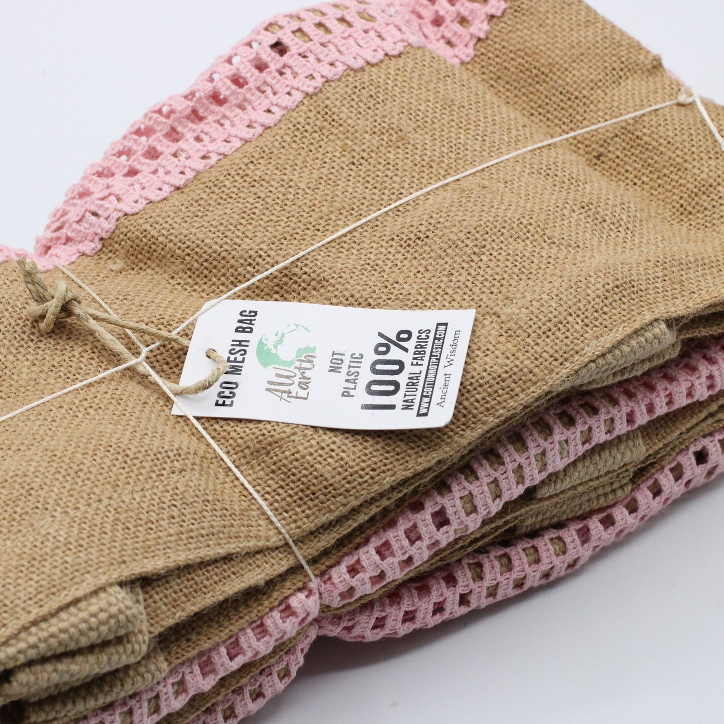 Netzbeutel aus Jute und Baumwolle in Rosé – Leicht & nachhaltig
