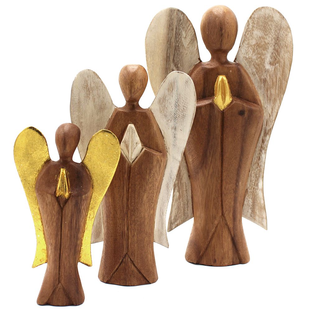 Hati-Hati Freundschaftsengel – Handgeschnitztes Unikat aus Suarholz, 15 cm