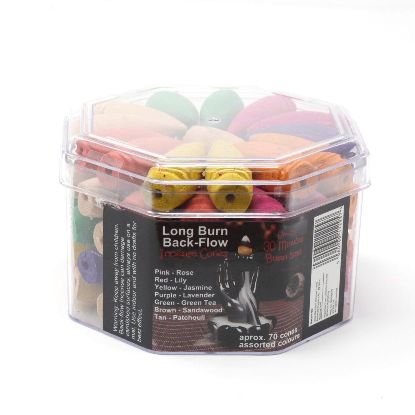 Backflow Räucherkegel Set - 70 Stück mit 7 Düften für Rauchbrunnen