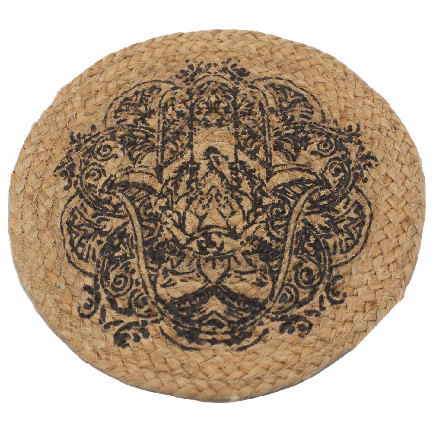 Rundes Tischset mit Hamsa-Motiv – 30 cm aus Jute und Baumwolle