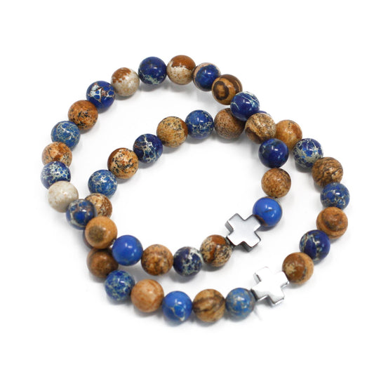 Freundschaftsarmband-Set Sodalit & Picturestone – 2-teilig mit Bedeutung