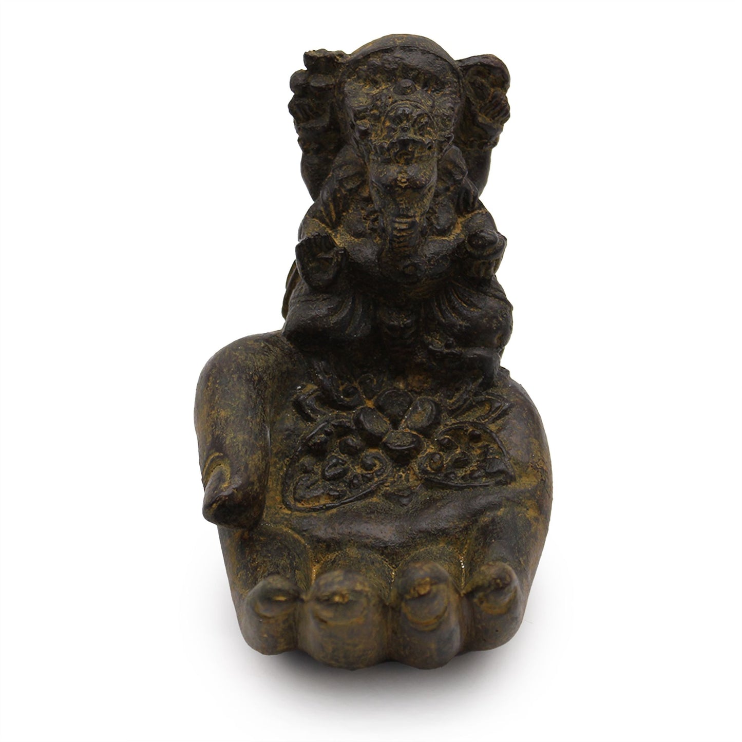 Räuchergefäßhalter aus Beton - Ganesha auf Hand (Antik-Optik)