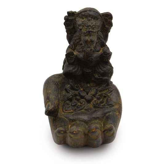 Räuchergefäßhalter aus Beton - Ganesha auf Hand (Antik-Optik)