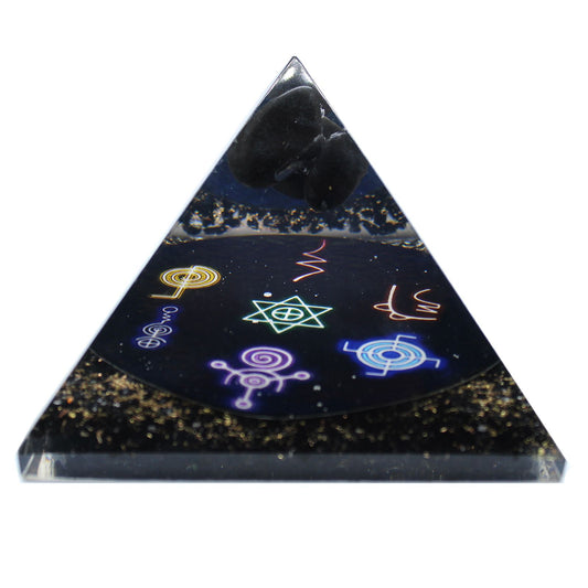 Orgonit Pyramide 'Midnight Reiki' 9 cm - Handgefertigtes Energieobjekt aus Kristallharz