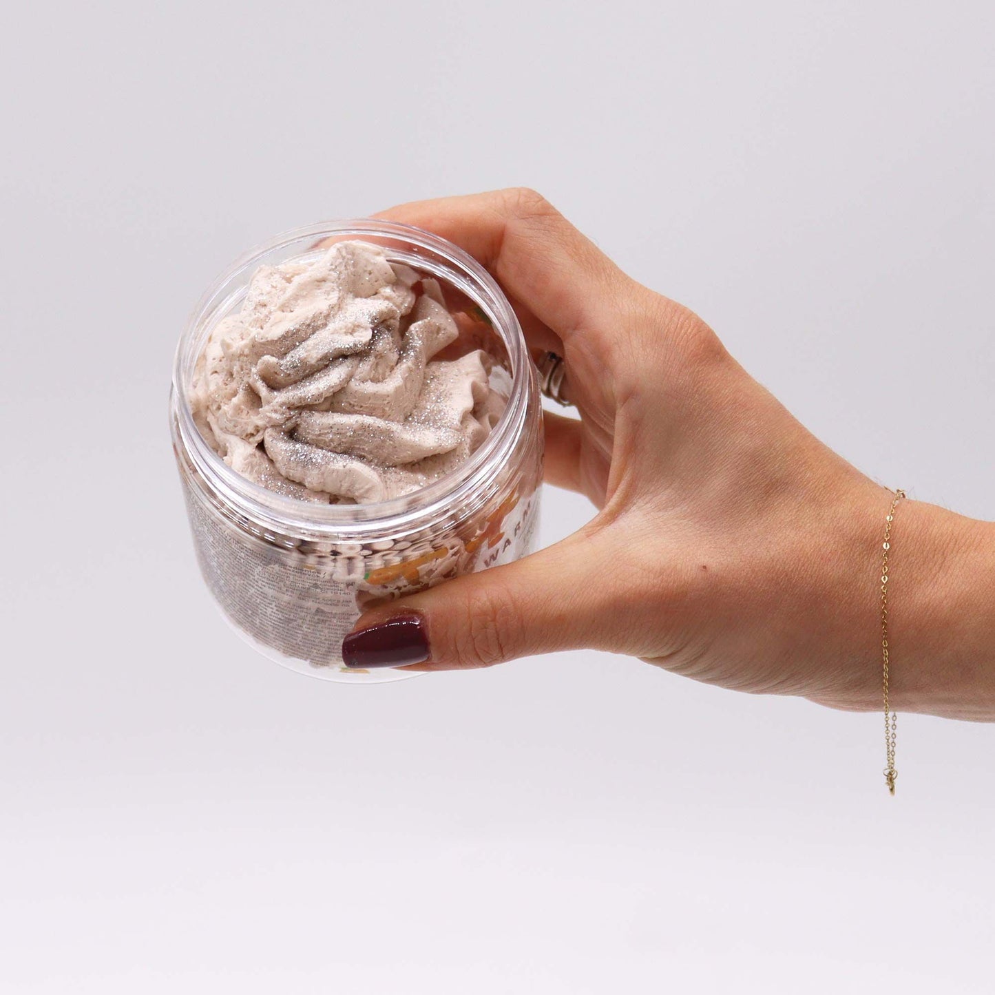 Schlagseife 'Warmes Lebkuchen' im Glas (120g) – Cremig mit Glitzer
