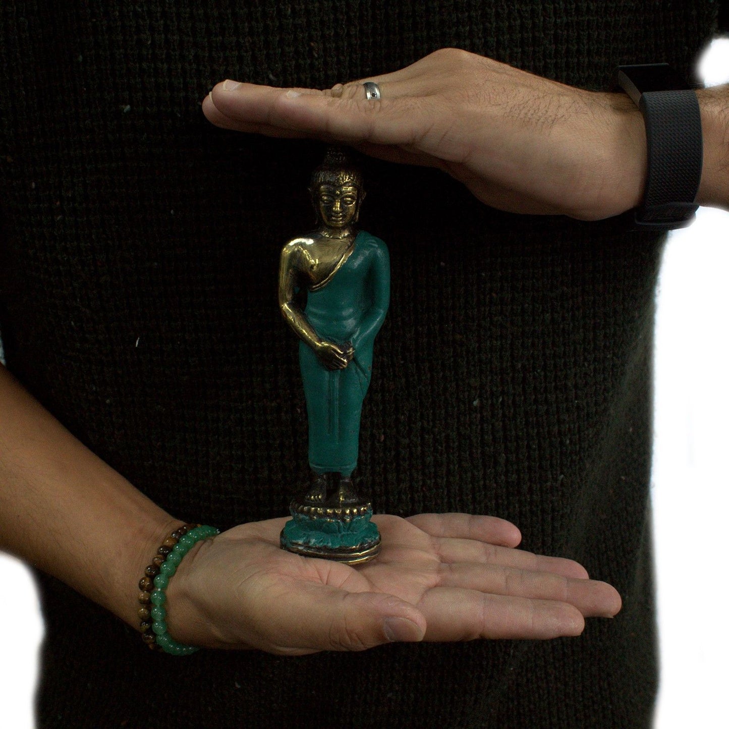 Messing-Statuette: Meditierender Buddha in mittlerer Größe