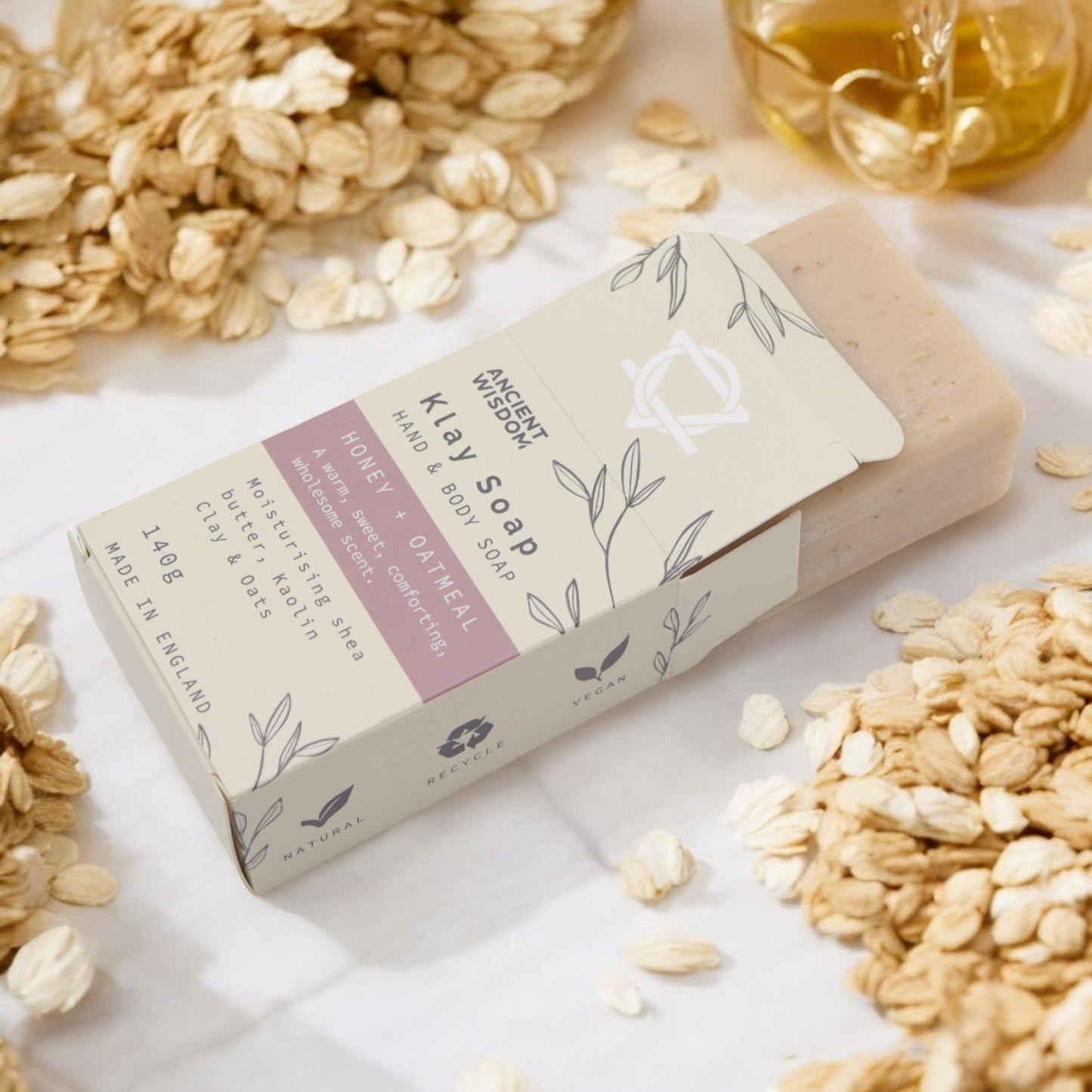 Naturseife Honig & Hafer mit weißer Tonerde – Sanfte Reinigung