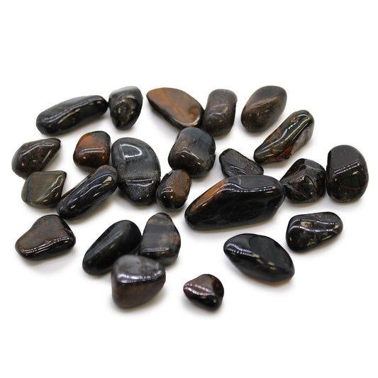 Set mit 24 kleinen Trommelsteinen aus blauem Tigerauge - Natürliche Edelsteine aus Afrika