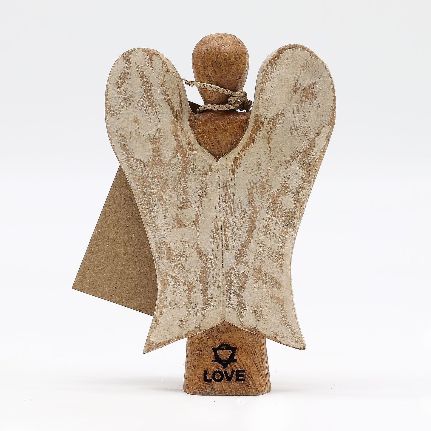 Engelsfigur 'Love' aus Suarholz – Handgeschnitzt mit der Botschaft 'Hati-Hati'