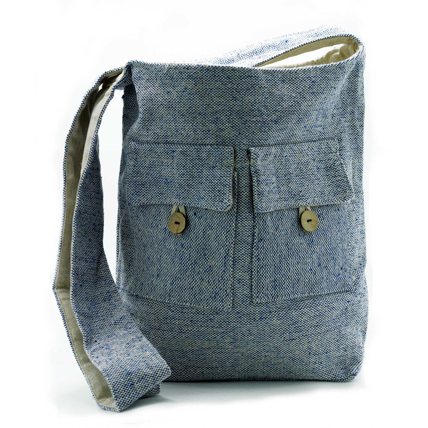 Große Baumwolltasche Comp Denim in Naturtönen – Mit zwei Vordertaschen