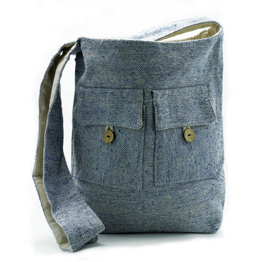 Große Baumwolltasche Comp Denim in Naturtönen – Mit zwei Vordertaschen