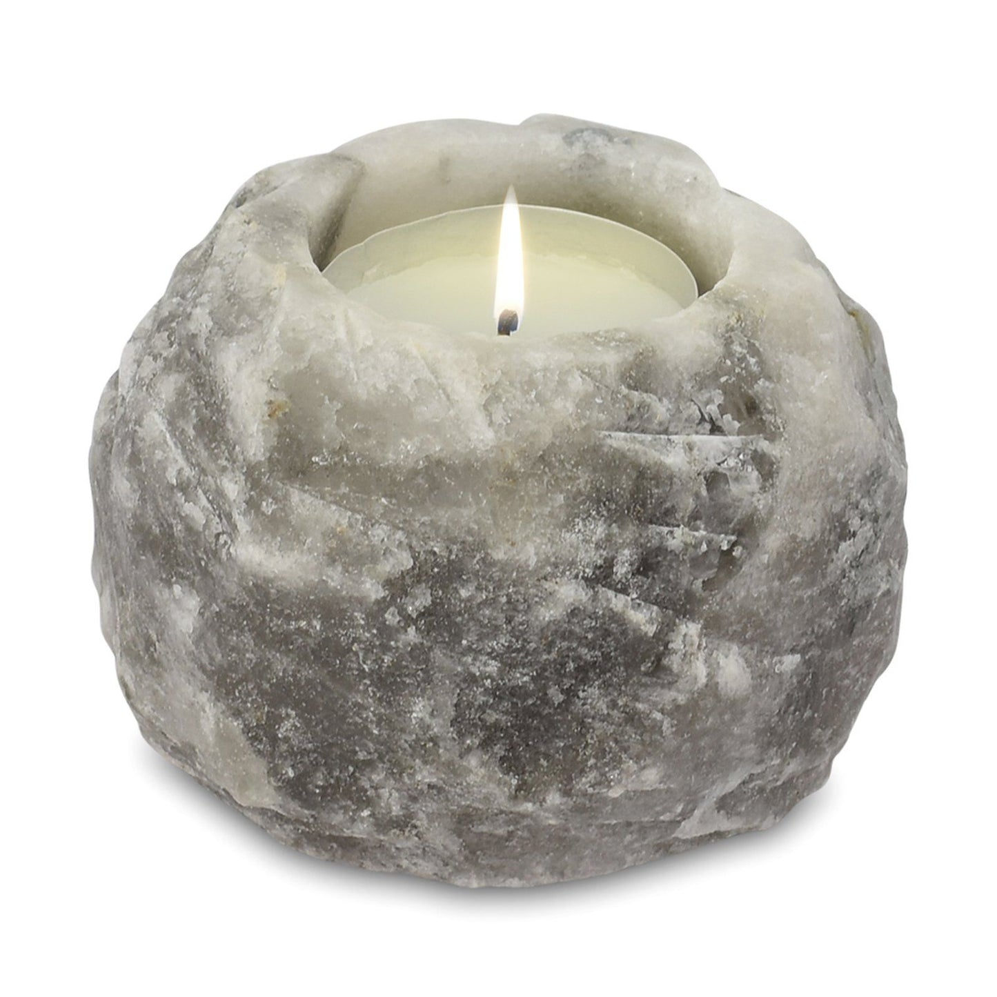 Grauer Himalaya-Salz Kerzenhalter – Natürliches Unikat (600-800g)