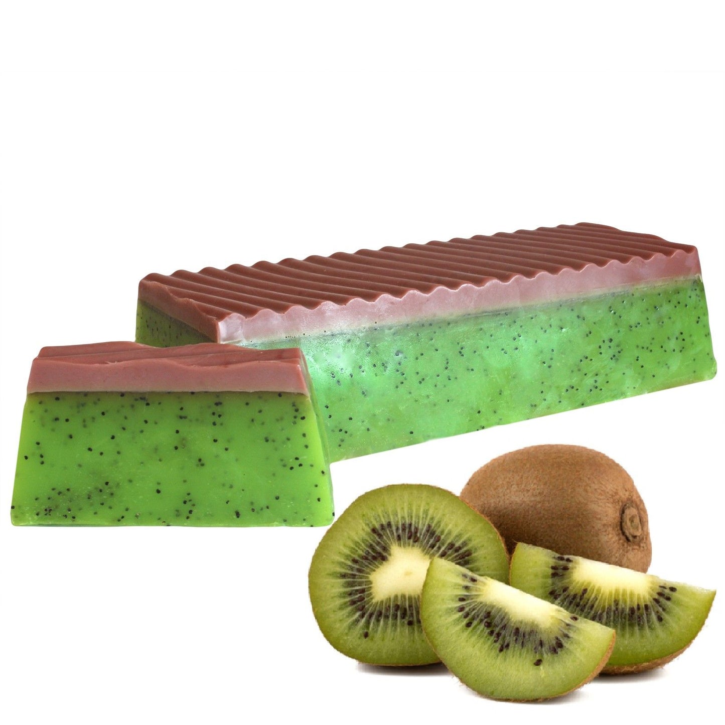 Handgemachte Kiwi-Seifenstange mit Mohnsamen-Peeling – Exotische Frische