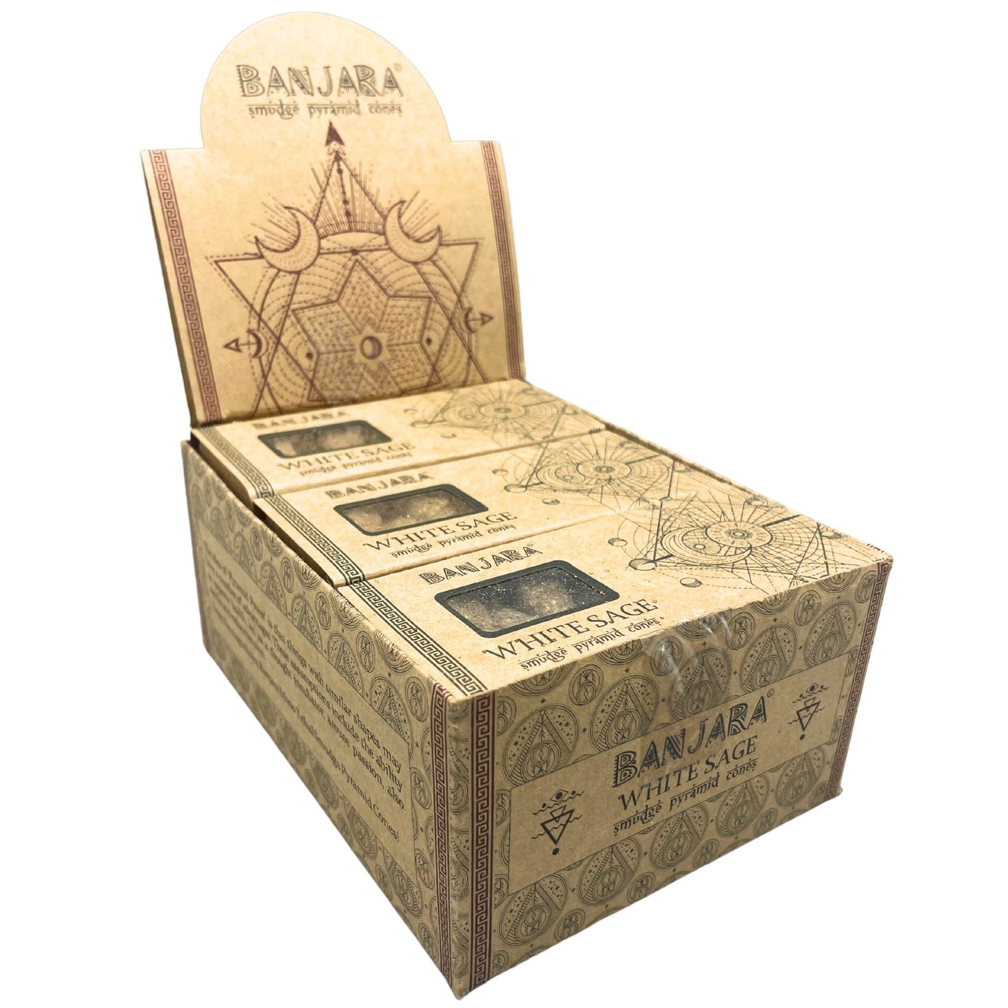 Pyramiden Räucherkegel Weißer Salbei von Banjara – 120 Stück im Geschenkset