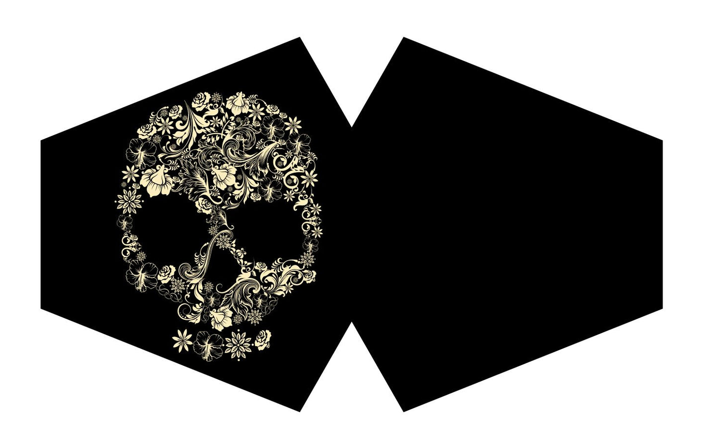 Flower Skull Gesichtsmaske aus Baumwolle – Wiederverwendbar & mit Filtertasche