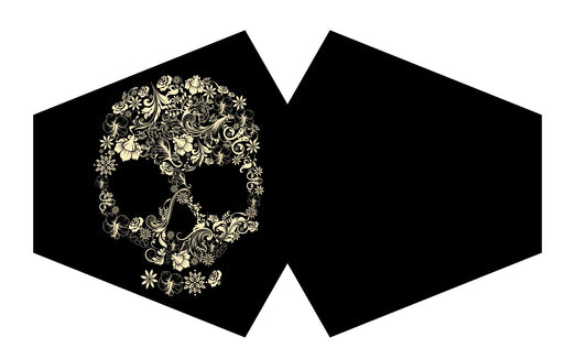 Flower Skull Gesichtsmaske aus Baumwolle – Wiederverwendbar & mit Filtertasche