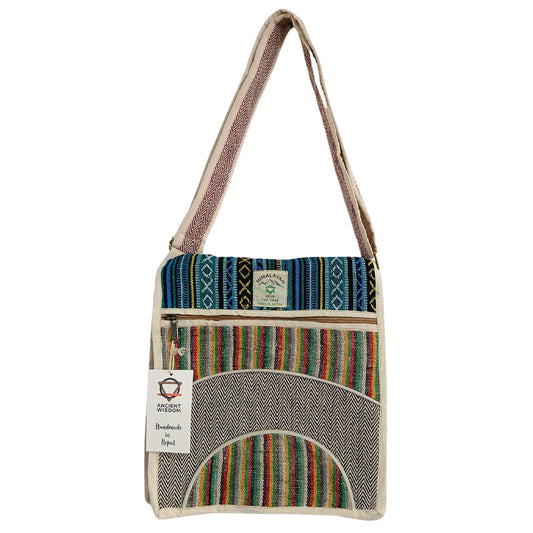 Messenger Bag für Laptop bis 13 Zoll - Handgefertigt aus Hanf & Baumwolle