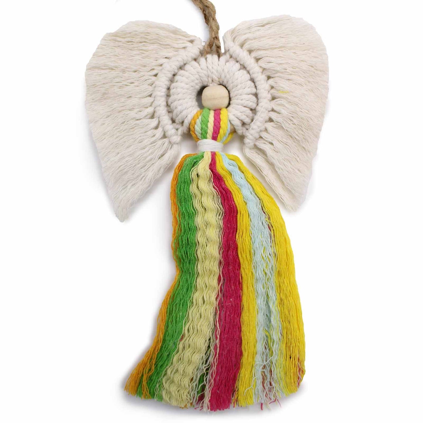 Makramee-Engel »Regenbogenbote« – Handgewebtes Symbol für Neuanfänge