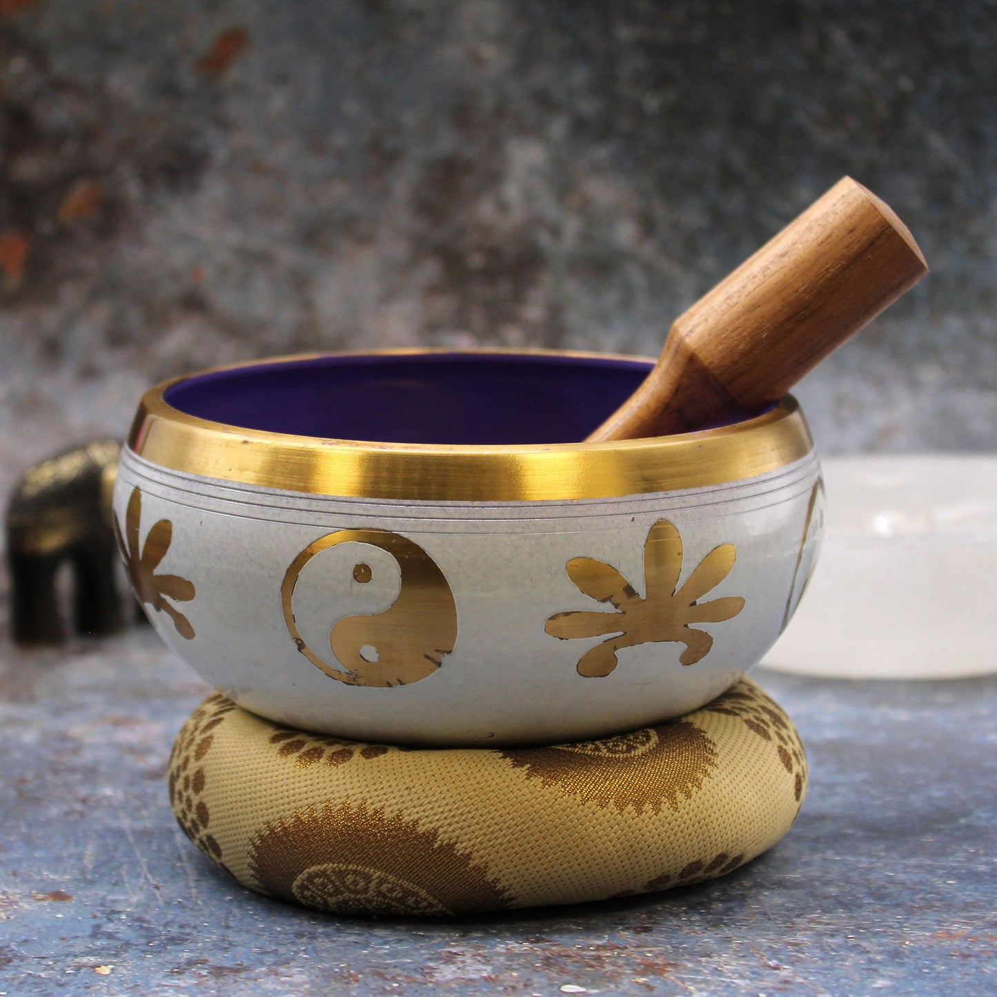 Klangschalen-Set Yin & Yang - 14 cm mit Holzkissen
