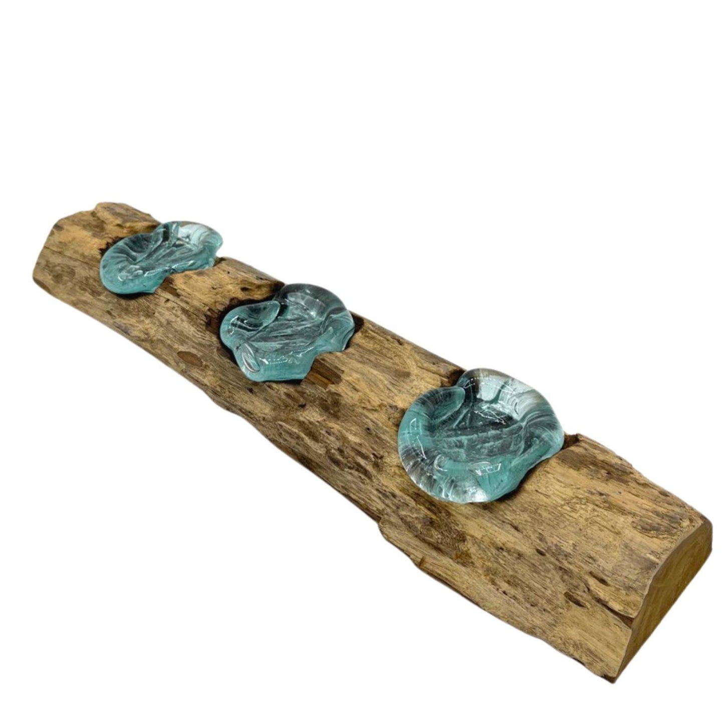 Dreifach-Kerzenhalter aus Glas & Holz – Ein Unikat für nachhaltige Atmosphäre