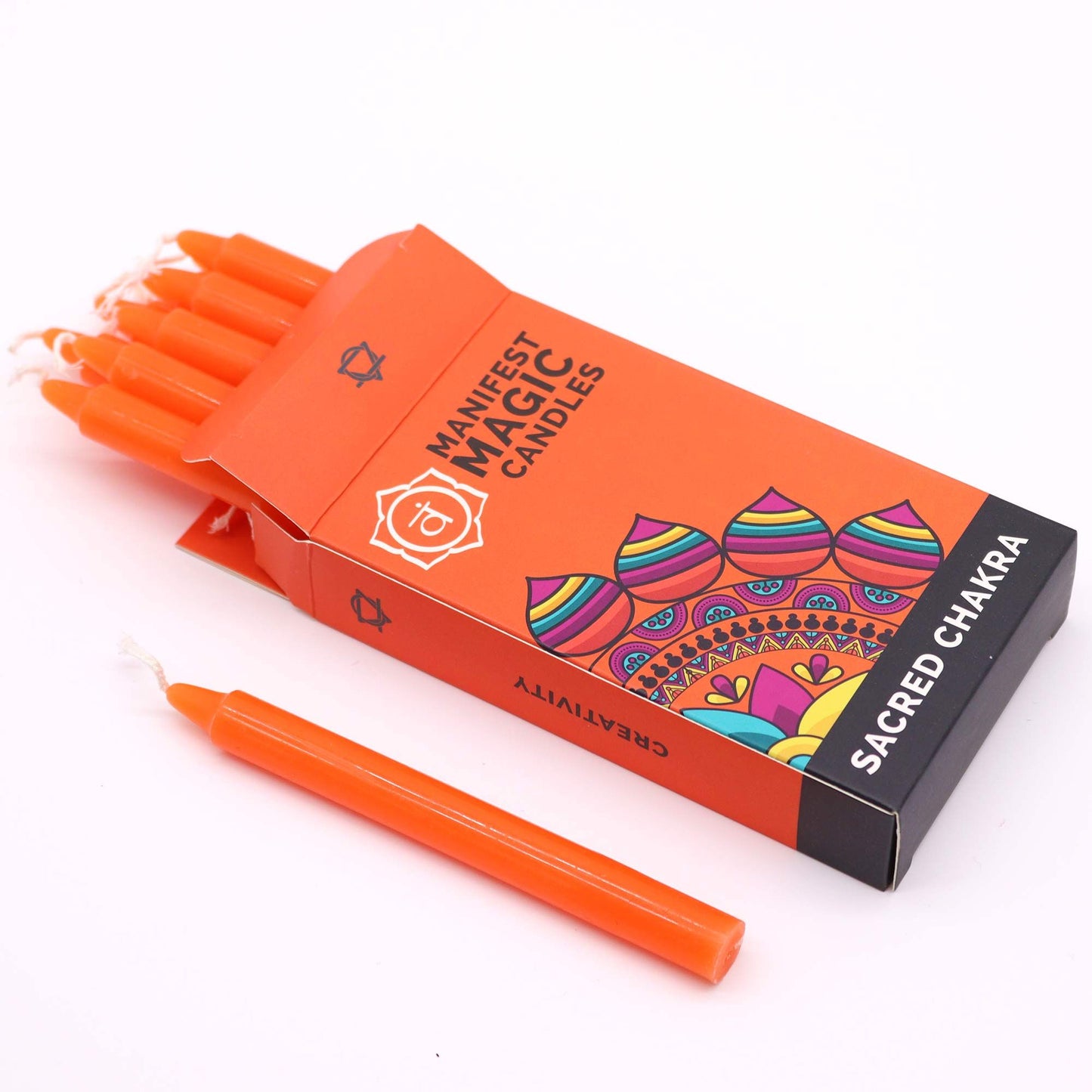 Manifestationskerzen Set Sakral-Chakra - 12 Stück in Orange für Kreativität & Leidenschaft