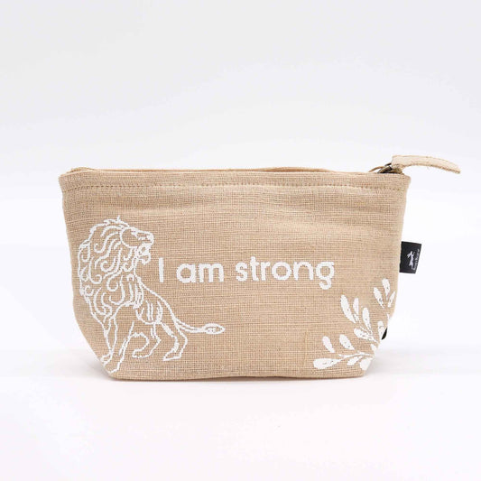 Hop Hare Motivationsbeutel 'I am Strong' – Jute-Pouch mit inspirierendem Spruch