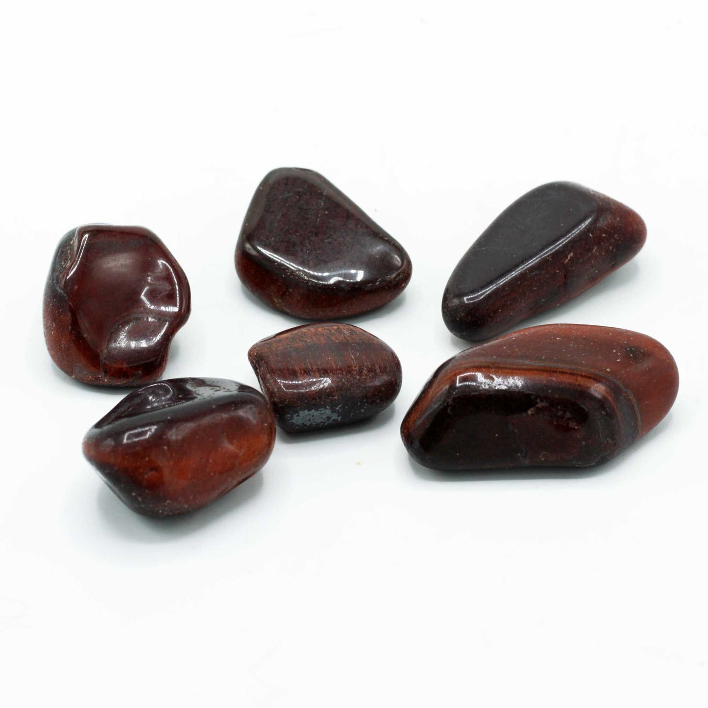 Set mit 6 Trommelsteinen aus rotem Tigerauge – Afrikanische Edelsteine