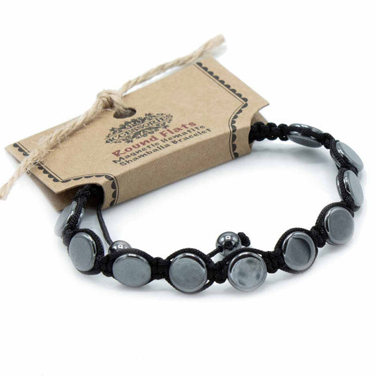 Shamballa Armband aus magnetischem Hämatit – Runde Flachperlen