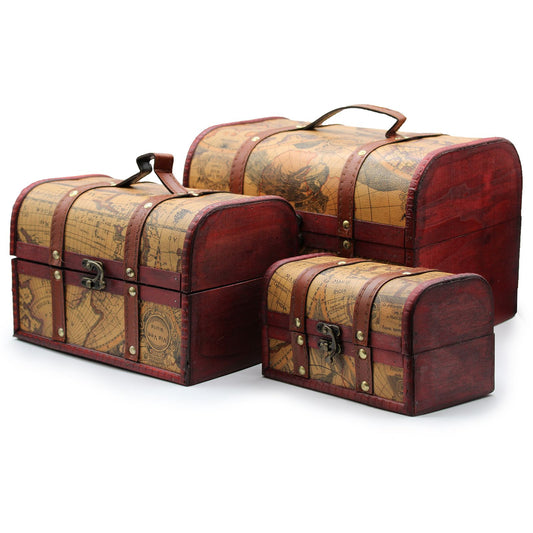 Set mit 3 Vintage-Schatullen im Kolonialstil - Antik-Optik