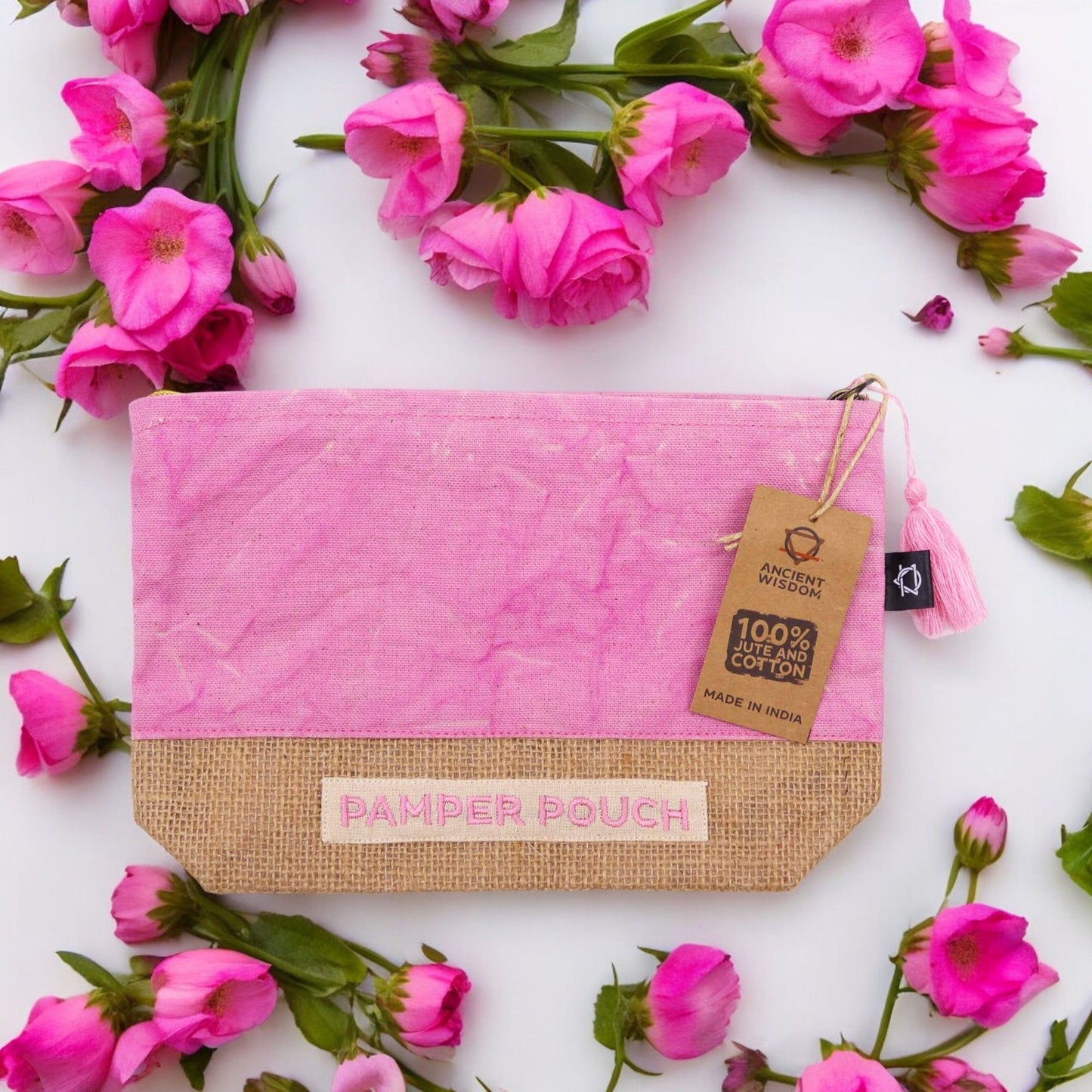 Pamper Pouch Organizerbeutel - Pink-Lila Stonewash aus Jute-Baumwolle