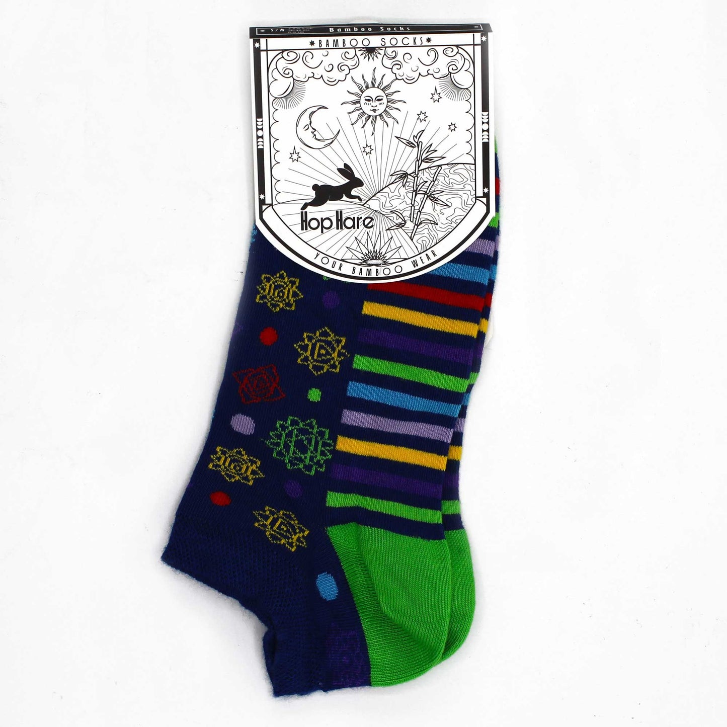 Bambus Sneakersocken mit 7-Chakra-Motiv – Größe 36-40