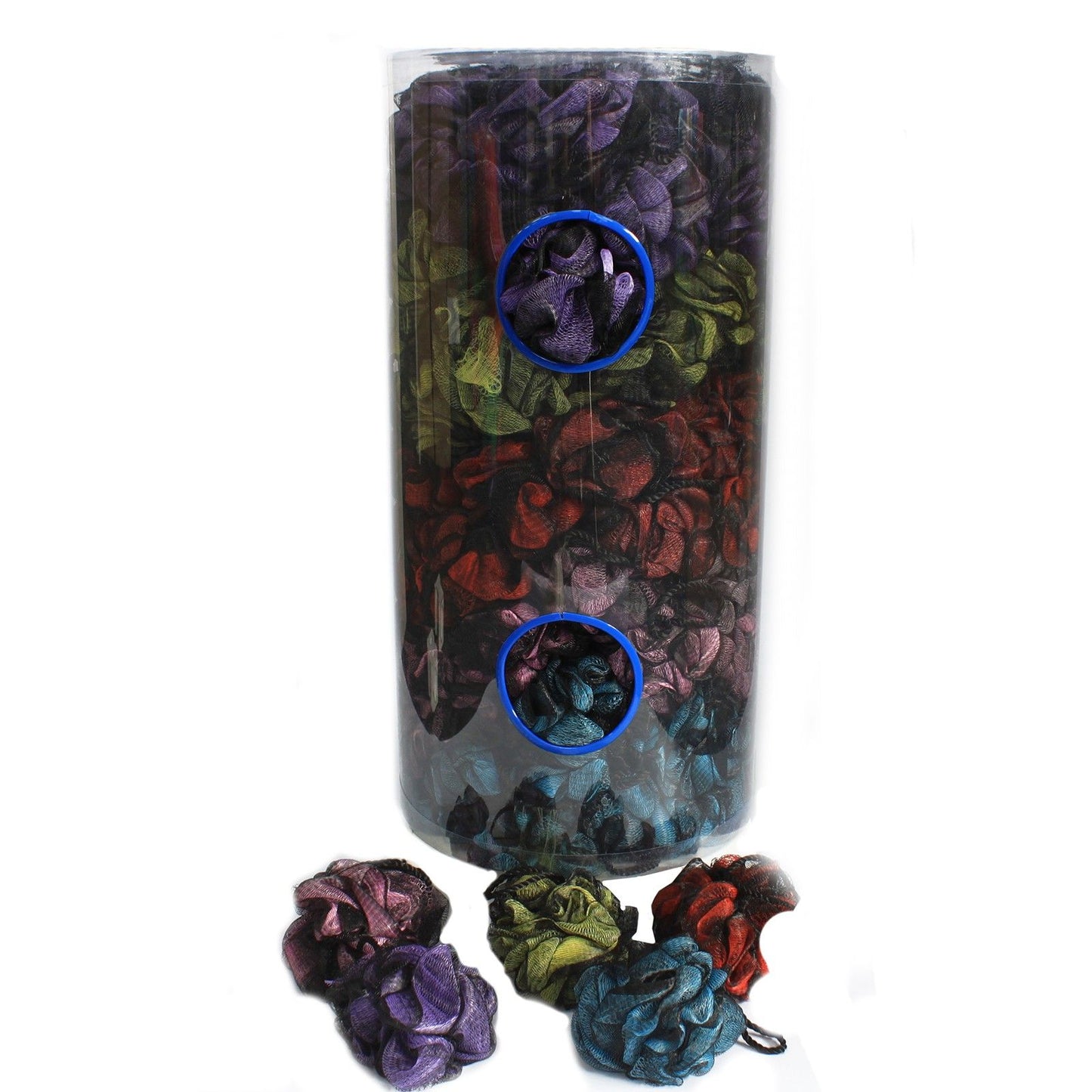 Duschschwamm-Set Pariser Luxus – 5 farbenfrohe Scrunchies im Designrohr
