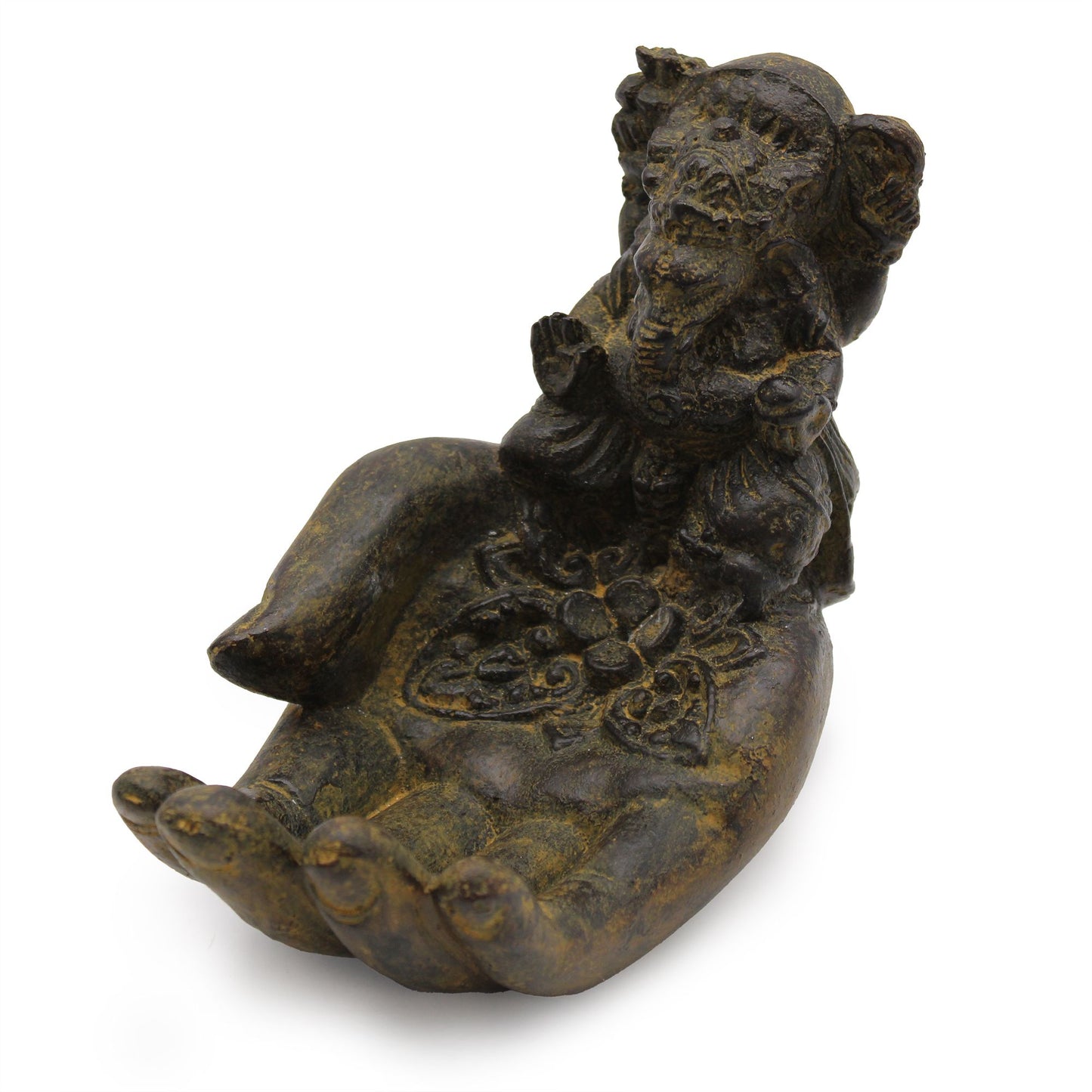 Räuchergefäßhalter aus Beton - Ganesha auf Hand (Antik-Optik)