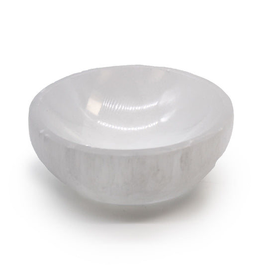 Selenitschale rund – Handgefertigtes Natursteinobjekt, ca. 10 cm