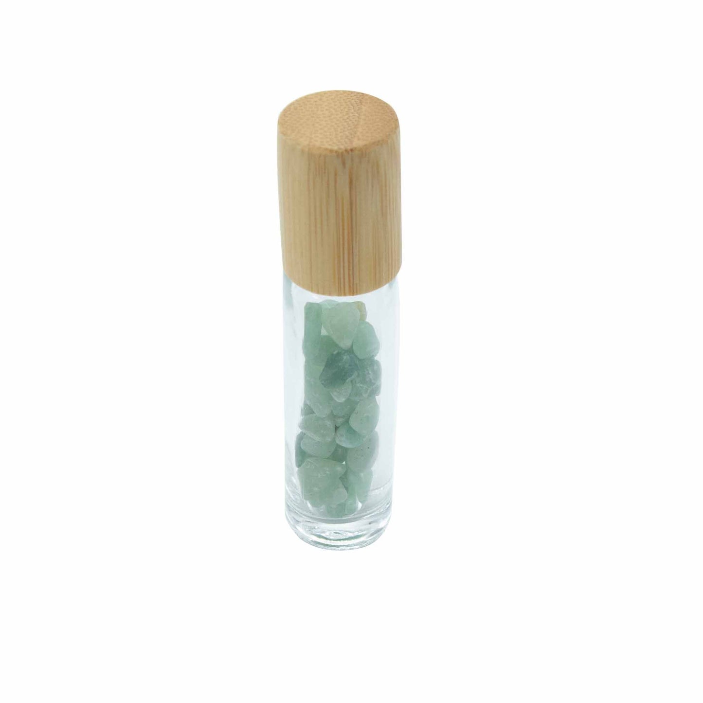 Roll-On Flasche mit Aventurin-Kugel & Holzdeckel – 5 ml für ätherische Öle