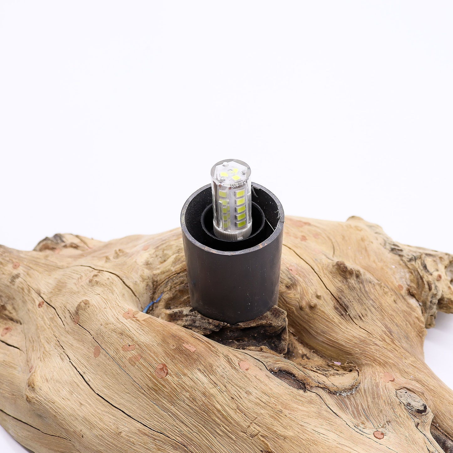 Tischlampe DriftGlow – Smaragdgrün Craquelé auf natürlichem Treibholz