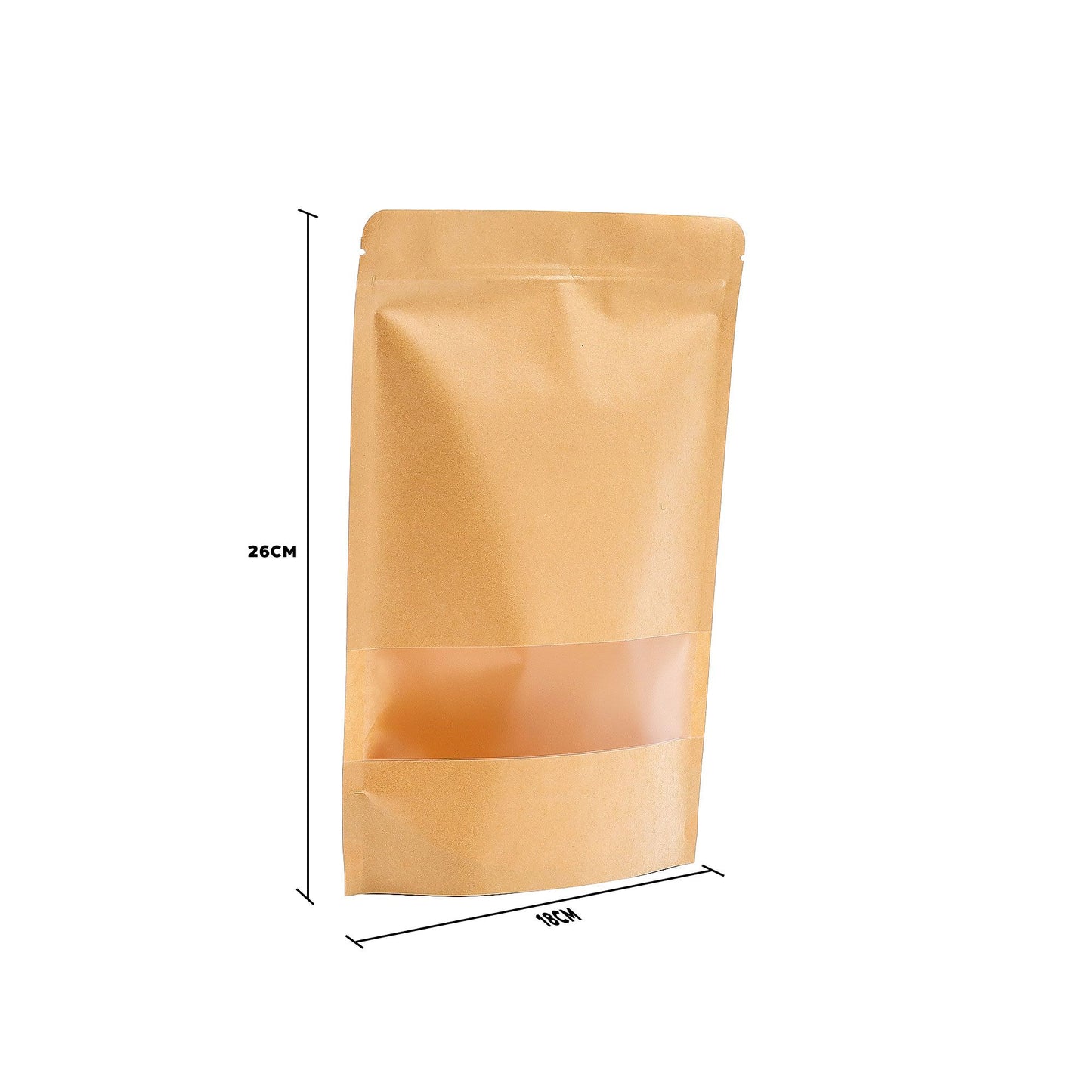 10 Kraftfensterbeutel mit Griffverschluss, 18x26 cm - Naturpapier mit Sichtfenster