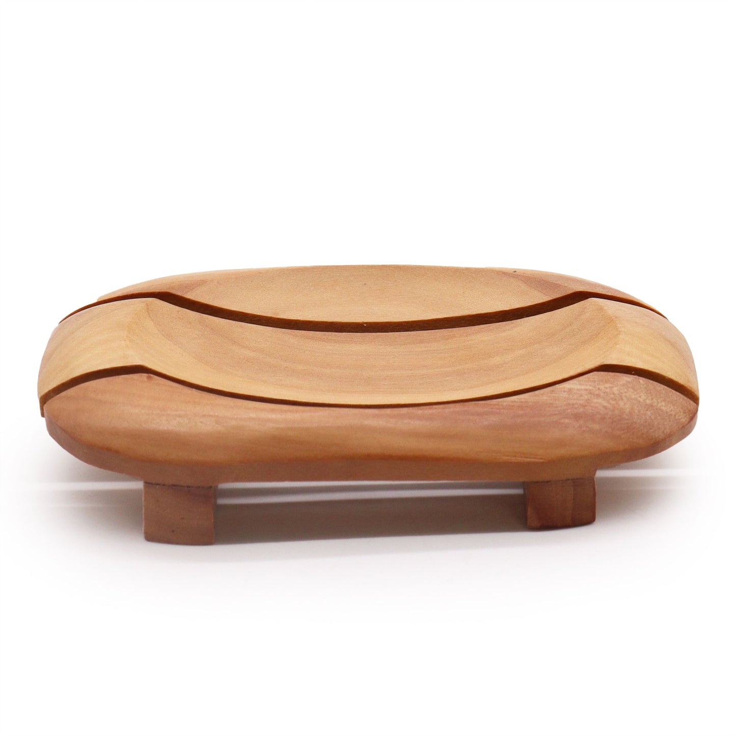 Seifenschale aus Naseberry-Holz - Zeitloses Oval-in-Rechteck Design