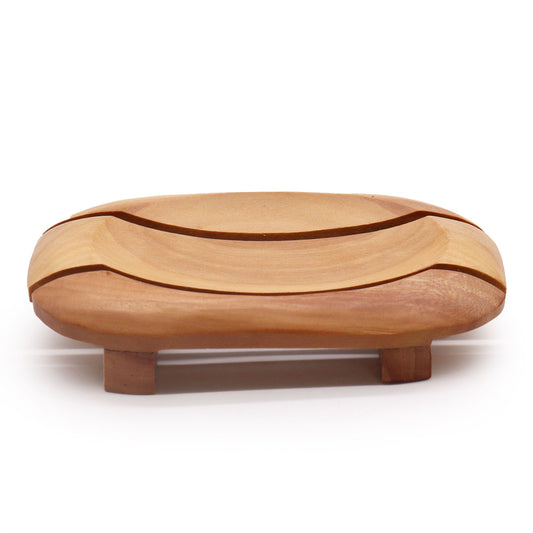 Seifenschale aus Naseberry-Holz - Zeitloses Oval-in-Rechteck Design